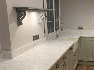 new kitchen showing the worktop and upstand